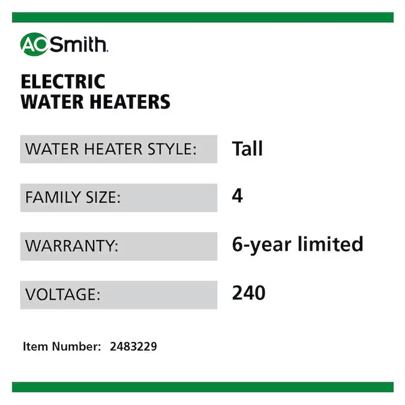 Signature 100 50-Gallon Tall 6-Year Warranty 4500-Watt Double Element Electric Water Heater