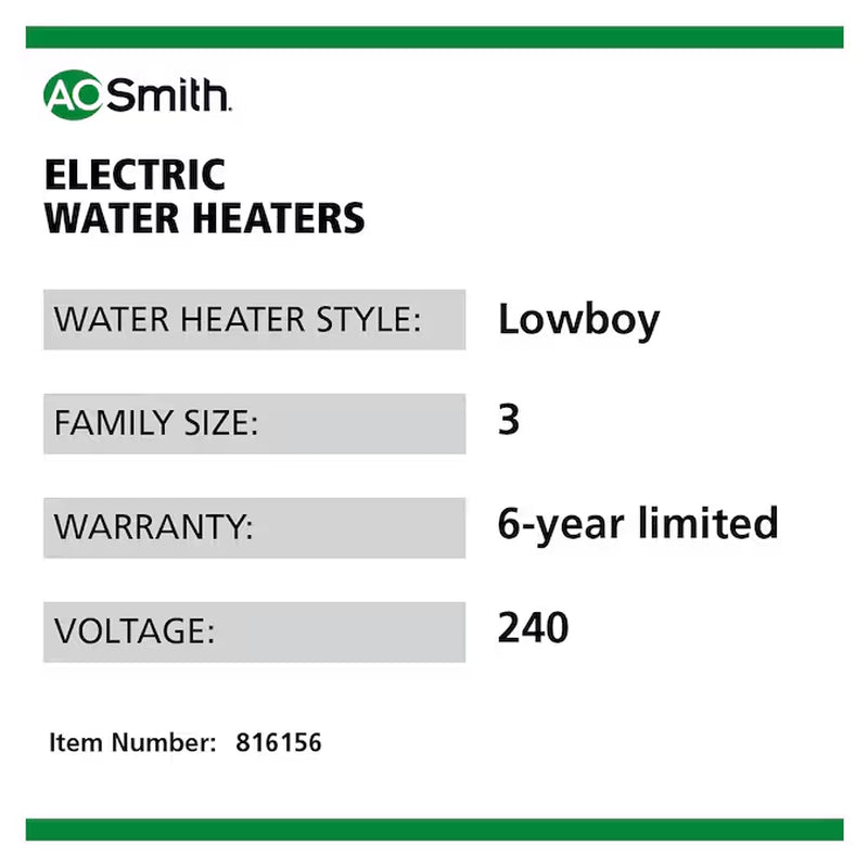 Signature 100 38-Gallon Lowboy 6-Year Warranty 4500-Watt Double Element Electric Water Heater